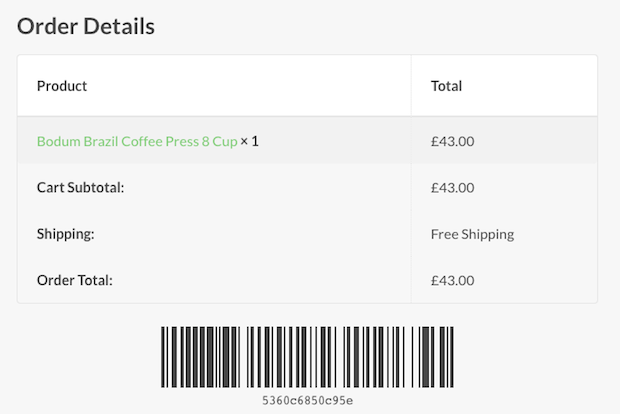 WooCommerce – Order Barcodes