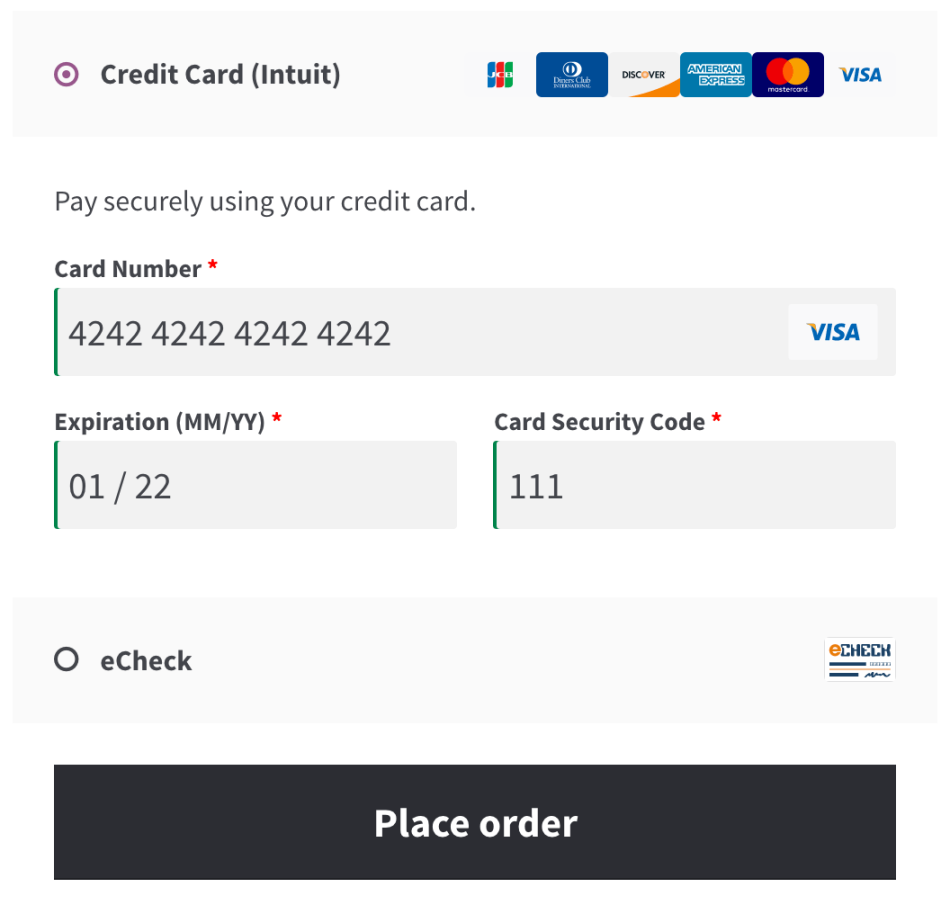 WooCommerce – Intuit QBMS Gateway