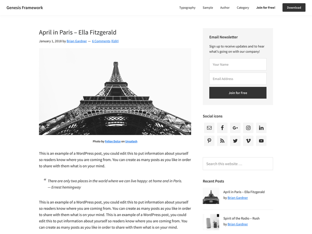 Studiopress – Genesis Sample Child Theme