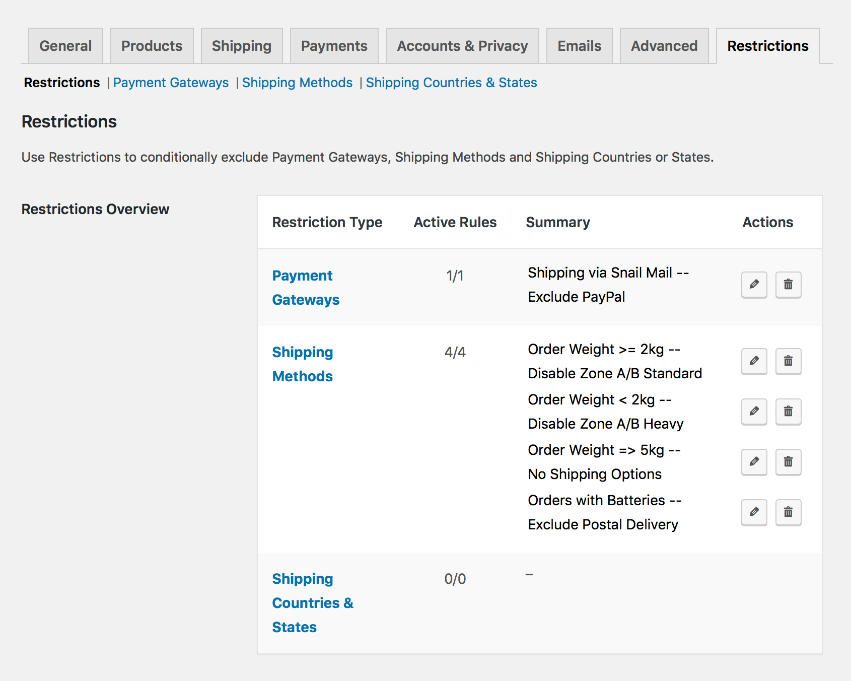 WooCommerce – Conditional Shipping and Payments