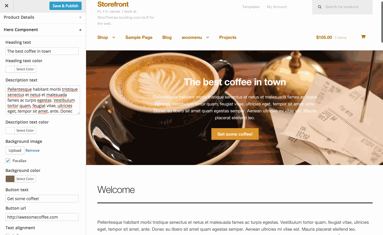 WooCommerce – Storefront Parallax Hero