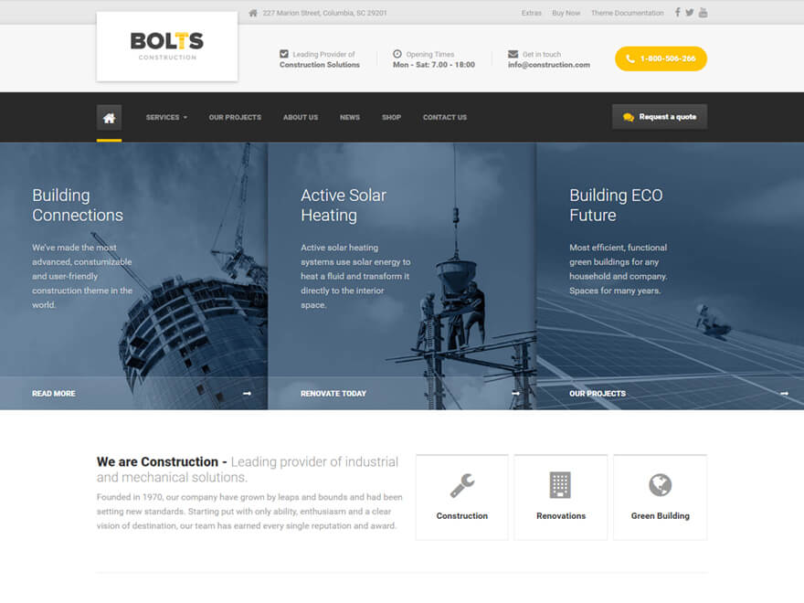 ProteusThemes Bolts Construction – Construction, Renovation and Building WordPress Theme