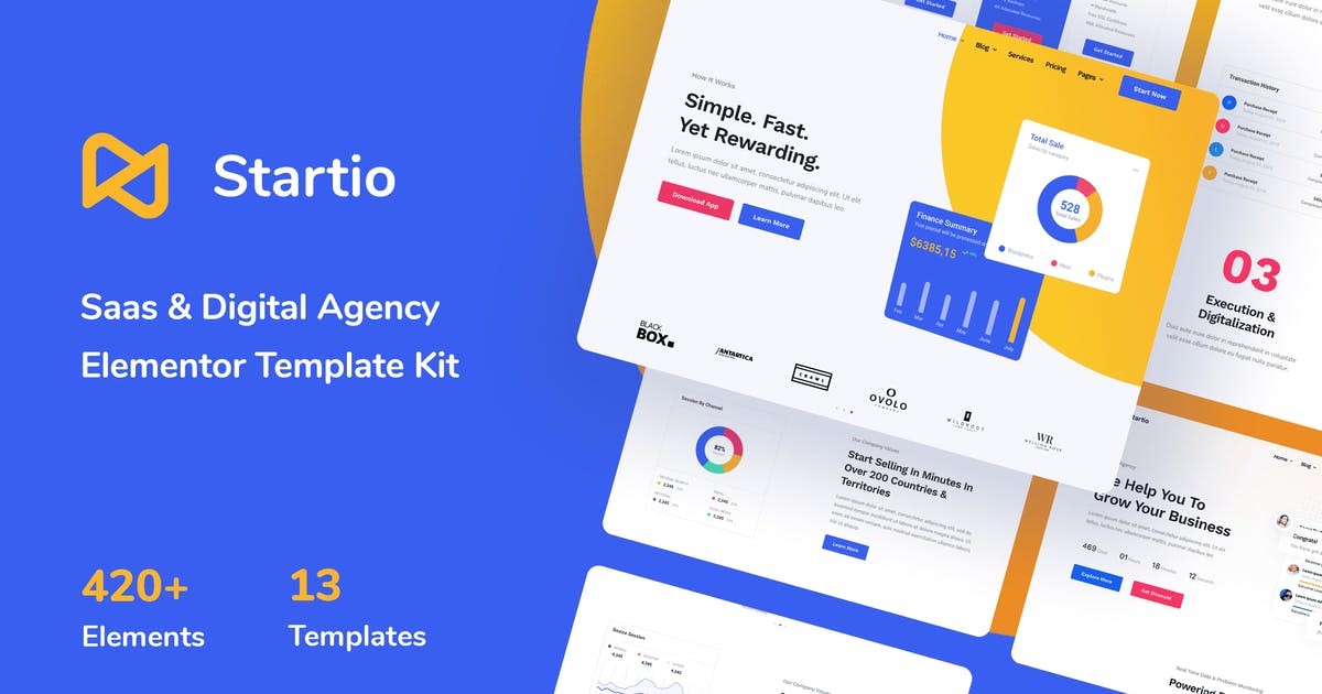 Startio – Saas & Digital Agency Elementor Template Kit