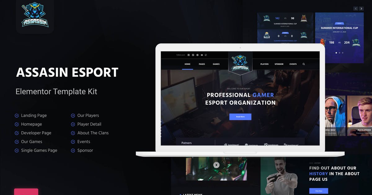 Assasin | eSport Elementor Template Kit