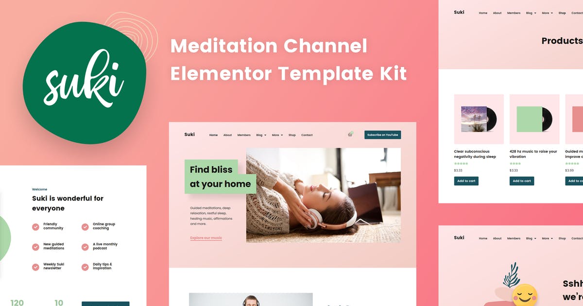Suki – Meditation Channel Elementor Template Kit