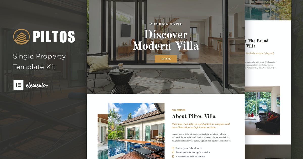 Piltos – Single Property Elementor Template Kit