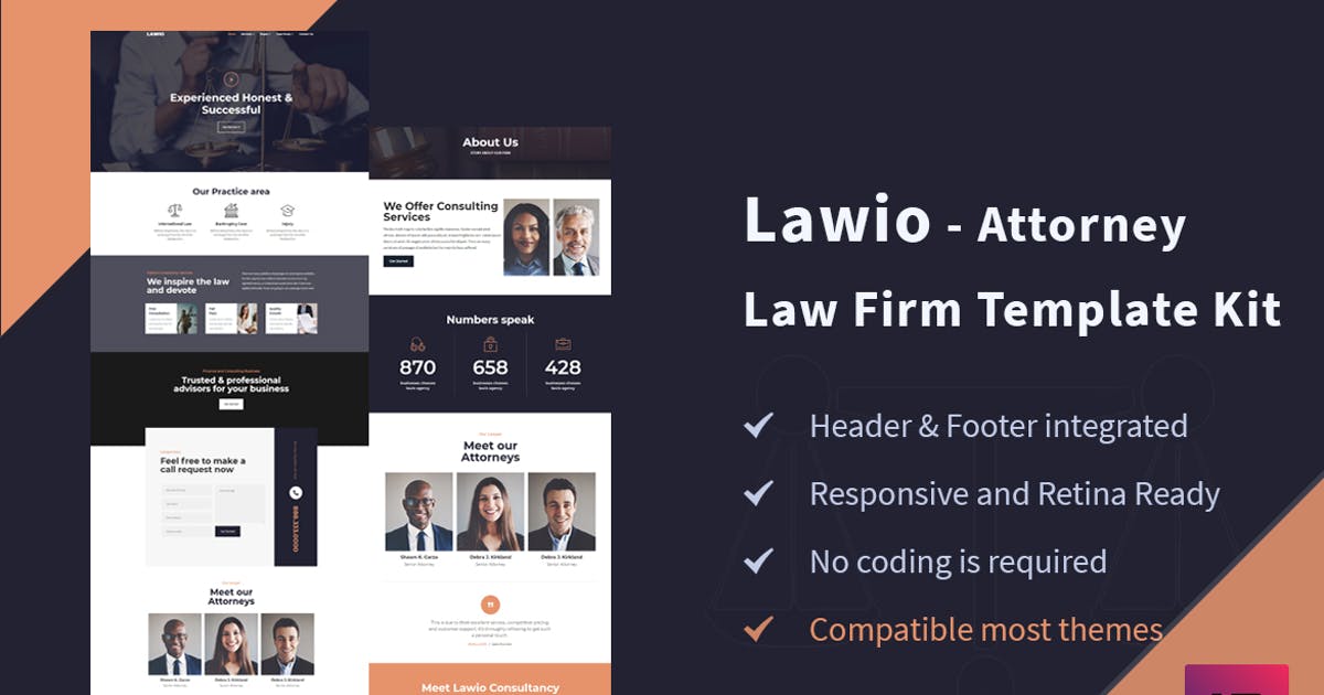Lawio – Attorney Law Firm Elementor Template Kit