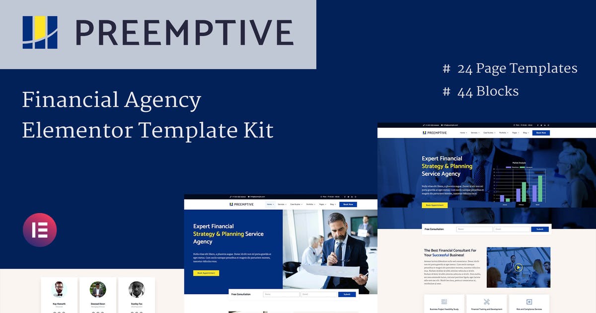 Preemptive – Business & Finance Elementor Template Kit
