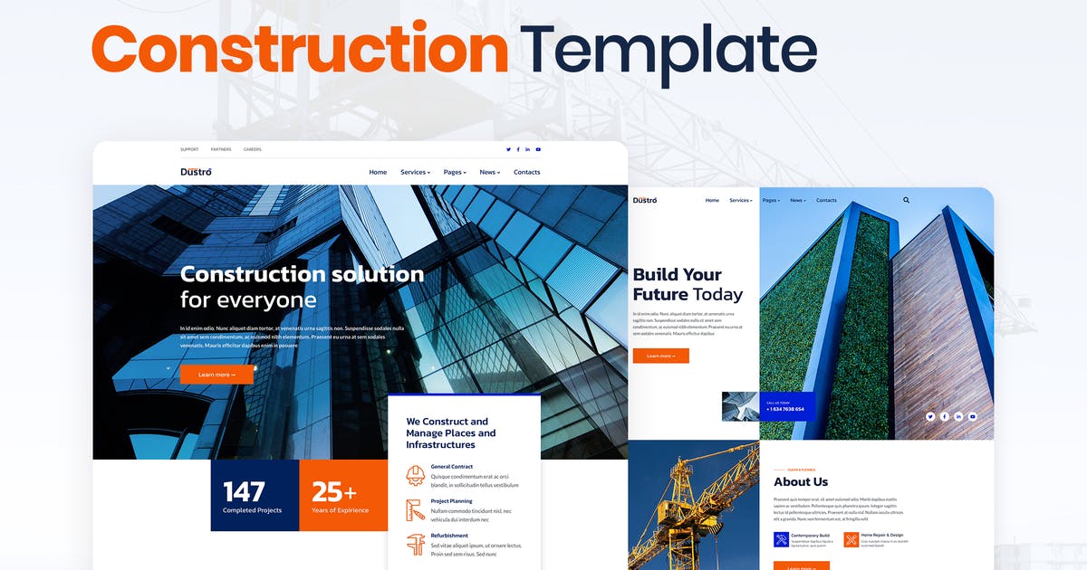 Dustro – Construction Company Elementor Template Kit