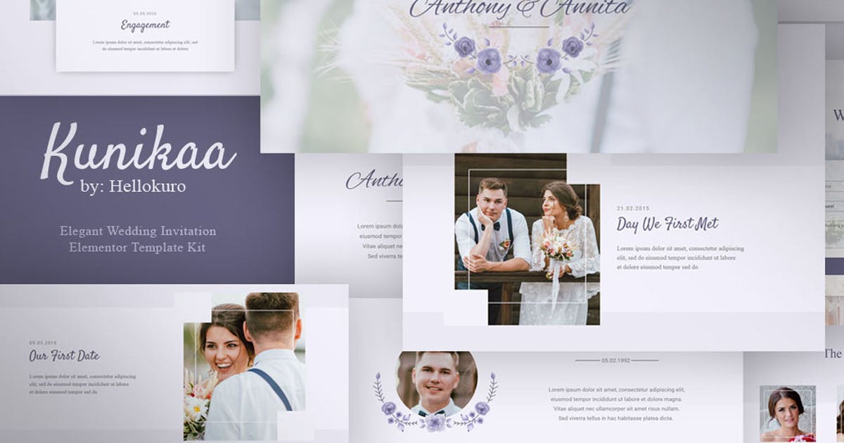 Kunikaa – Wedding Invitation Elementor Template Kit