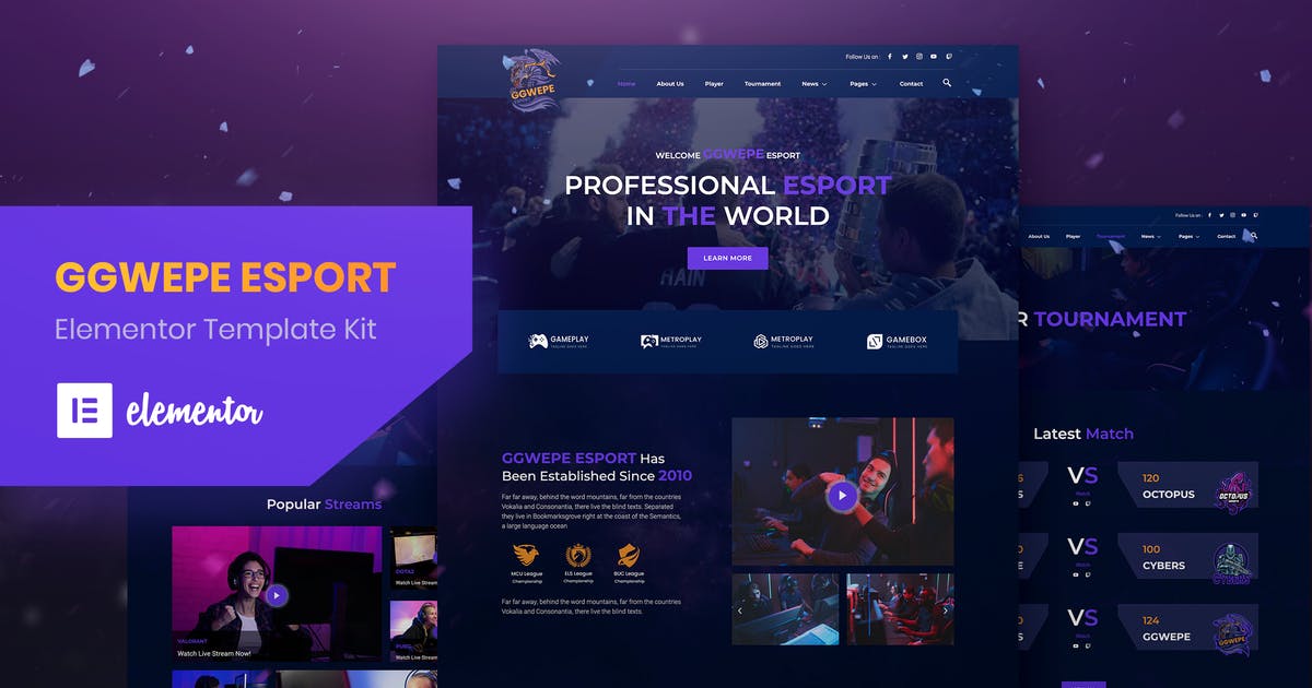 GGWEPE – Esports & Gaming Elementor Template Kit