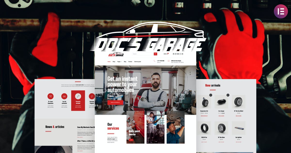 Doc’s Garage – Car Repair Services Elementor Template kit