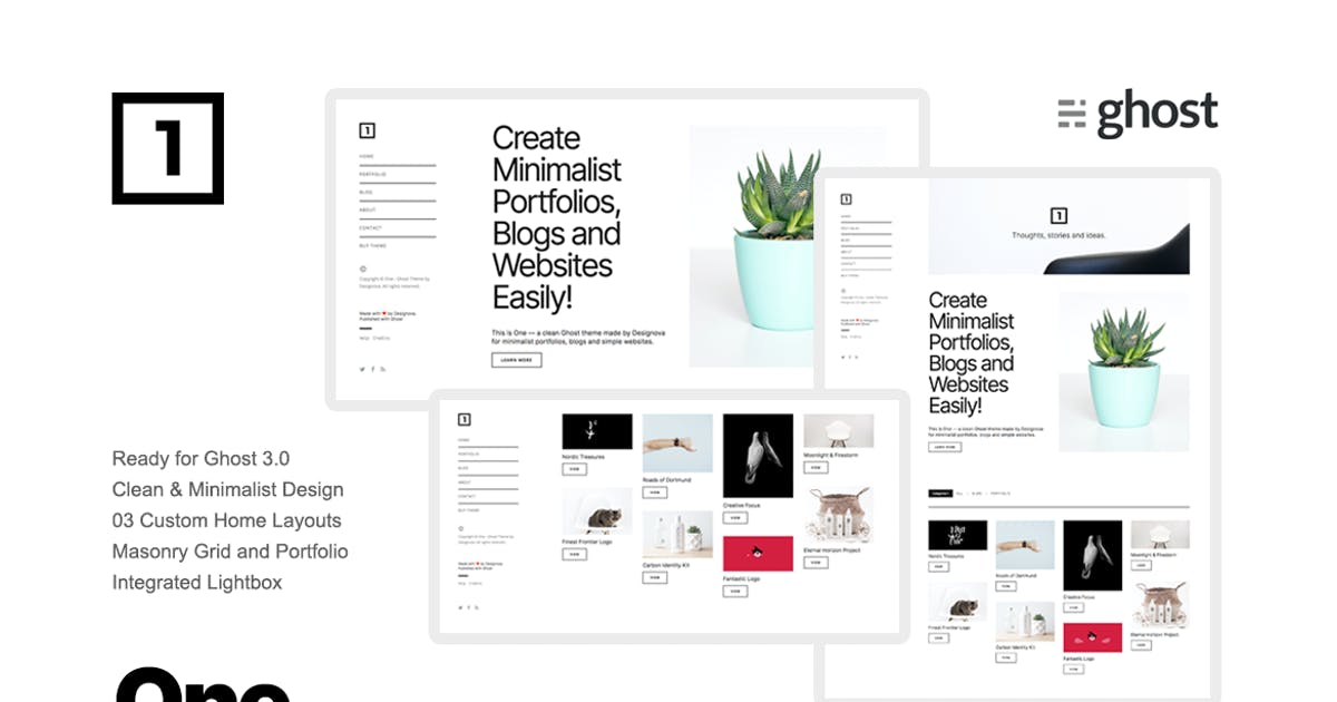 One – Simple & Minimal Ghost Theme