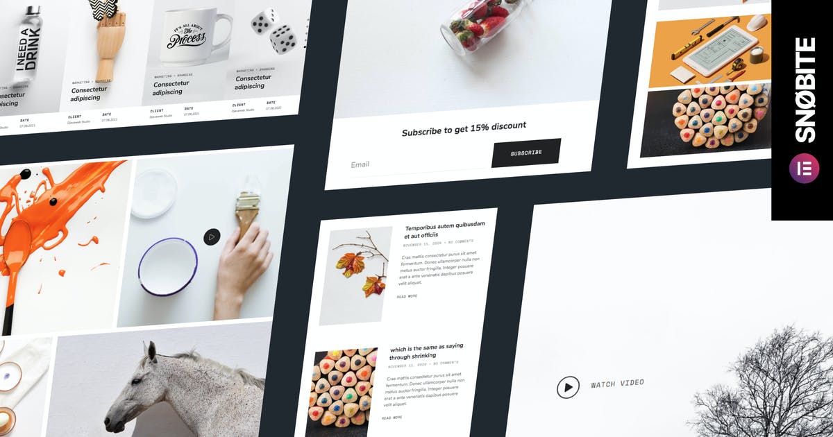 Snobite – Clean & Minimal Portfolio Elementor Template kit