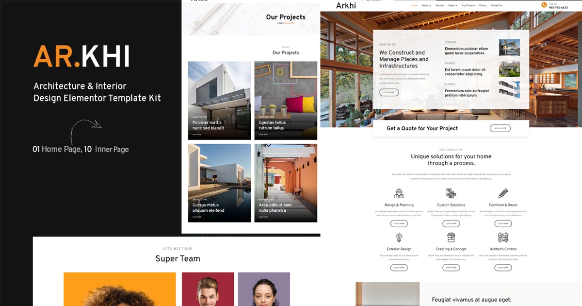 Arkhi Architecture & Interior Design Elementor Template Kit