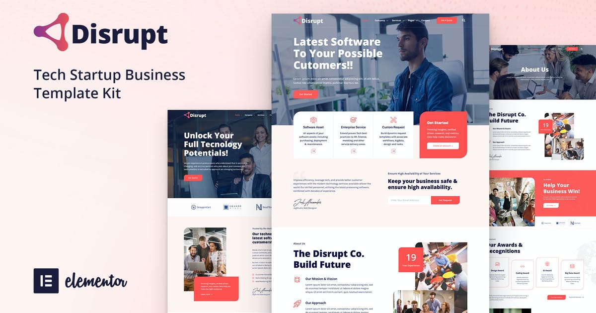 Disrupt – Tech Startup Business Elementor Template Kit