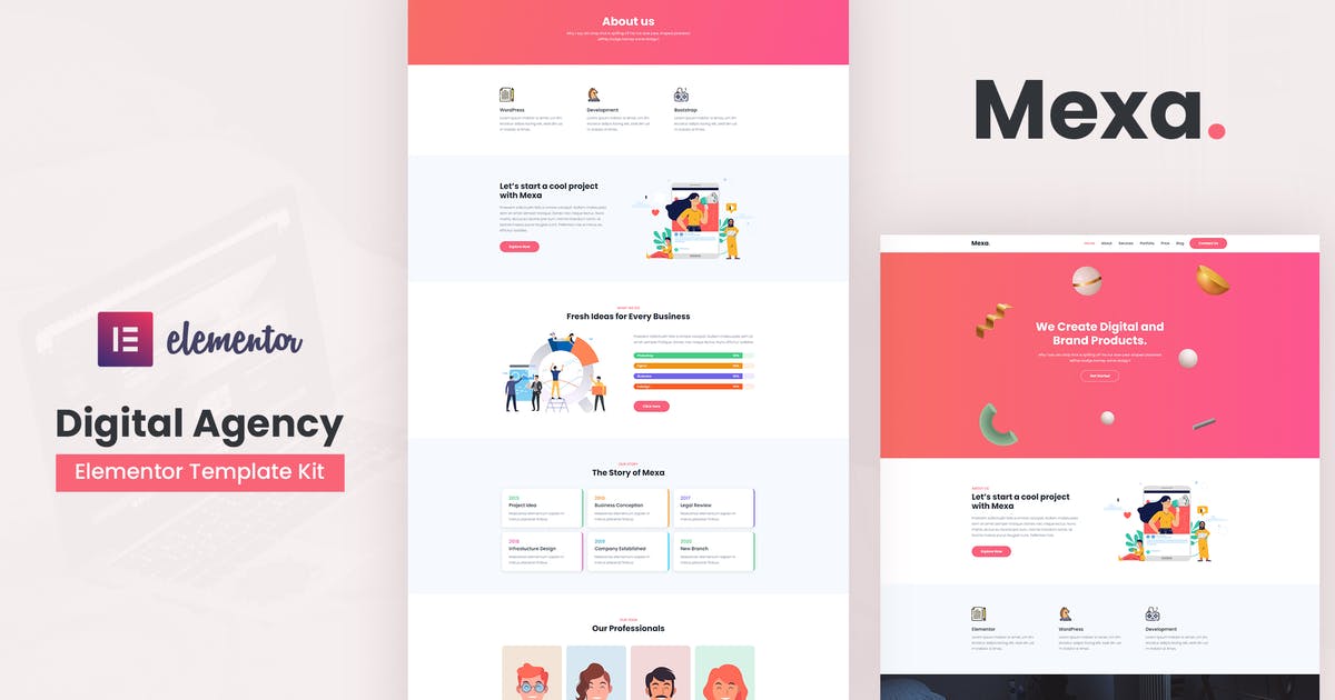 Mexa – Digital Agency Elementor Template Kit