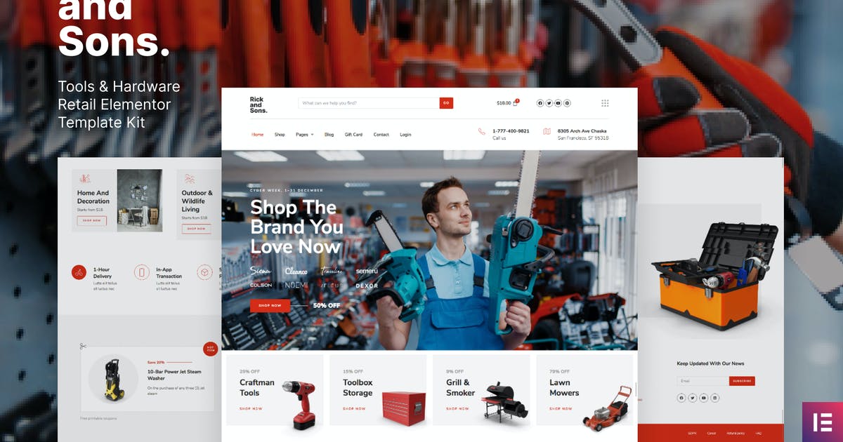 Rick and Sons – Tools & Hardware Retail WooCommerce Template Kit