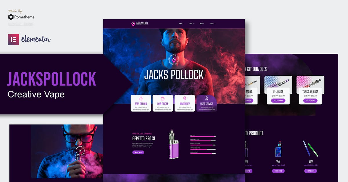 Jacks Pollock – Vape Elementor Template Kit