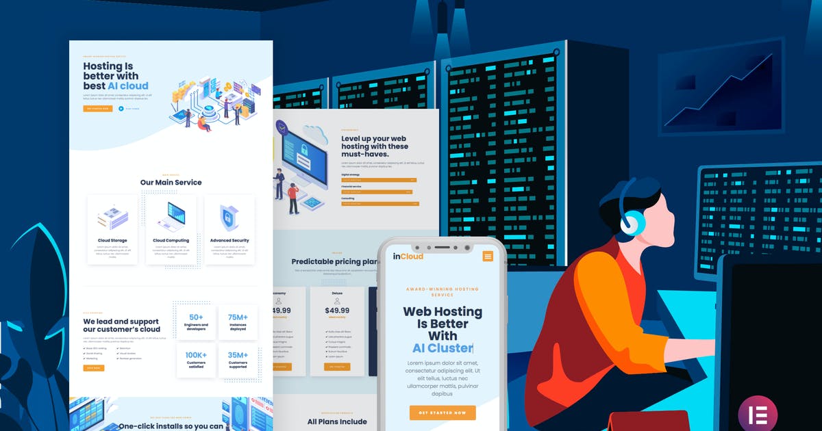 inCloud – Web Hosting Elementor Template Kit