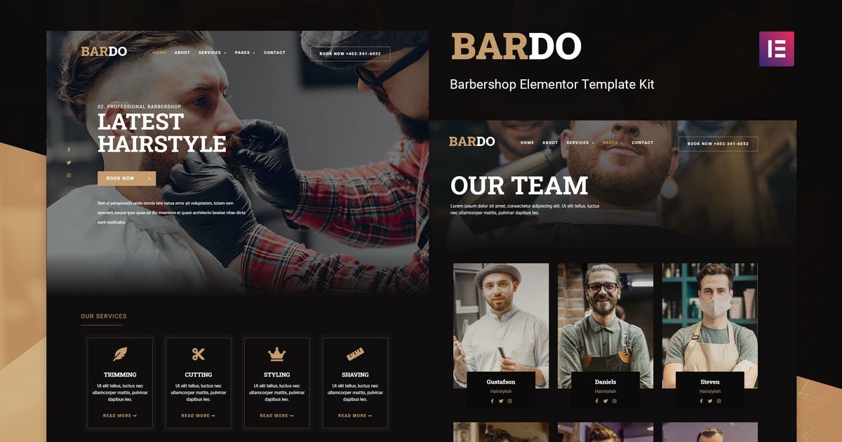 Bardo – Gentleman Barbershop Elementor Template Kit