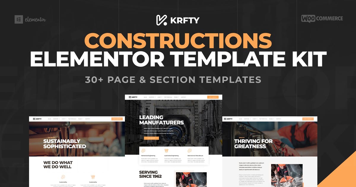 KRAFTY – Construction & Industry Elementor Template Kit
