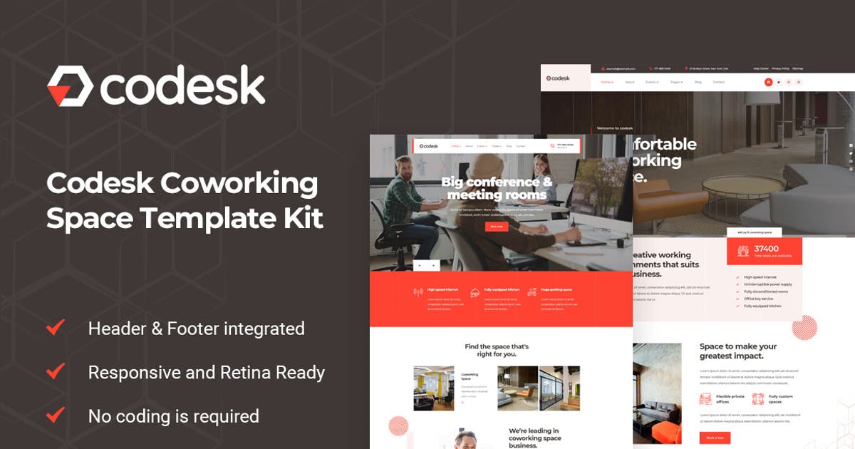 Codesk – Coworking Space Elementor Template Kit