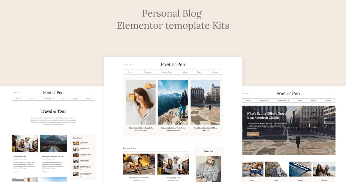 Poet & Pen – Personal Blog Elementor Template Kit