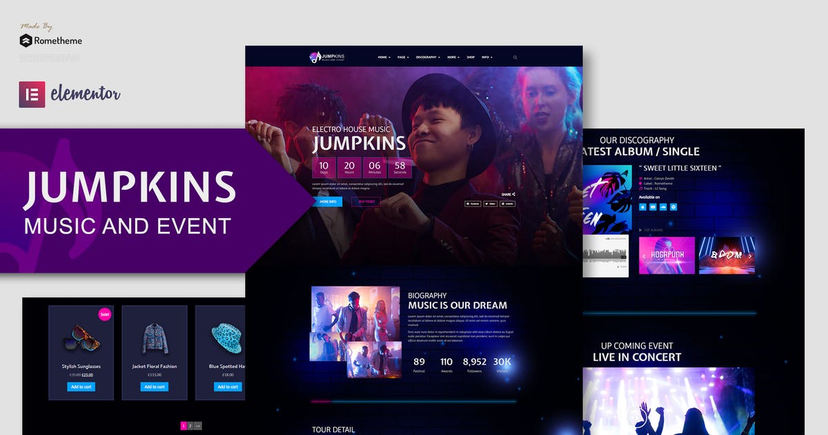 Jumpkins – Music & Event Elementor Template Kit