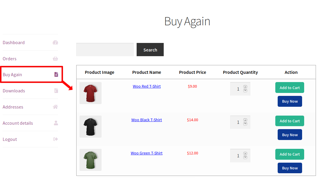 WooCommerce Buy Again