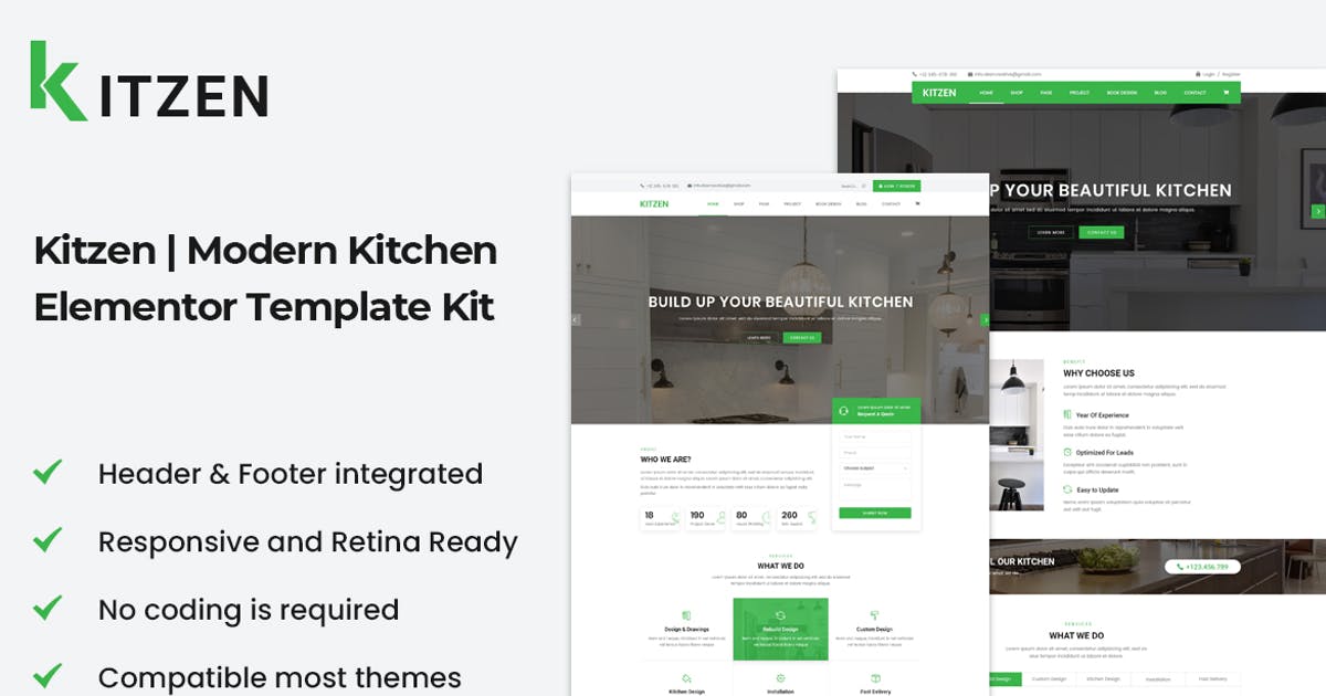 Kitzen | Modern Kitchen Elementor Template Kit