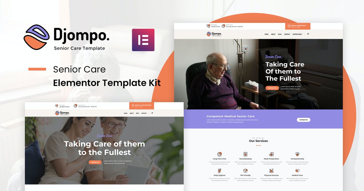 Djompo Kit – Senior Care Elementor Template Kit