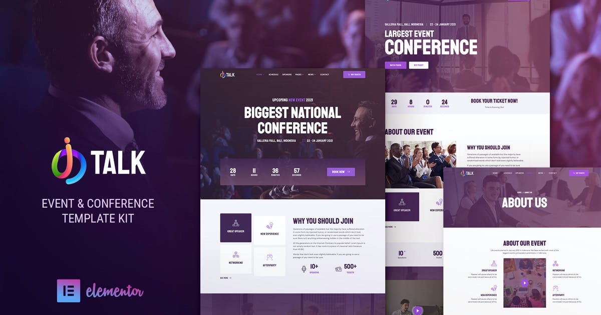 iTalk – Event & Conference Elementor Template Kit
