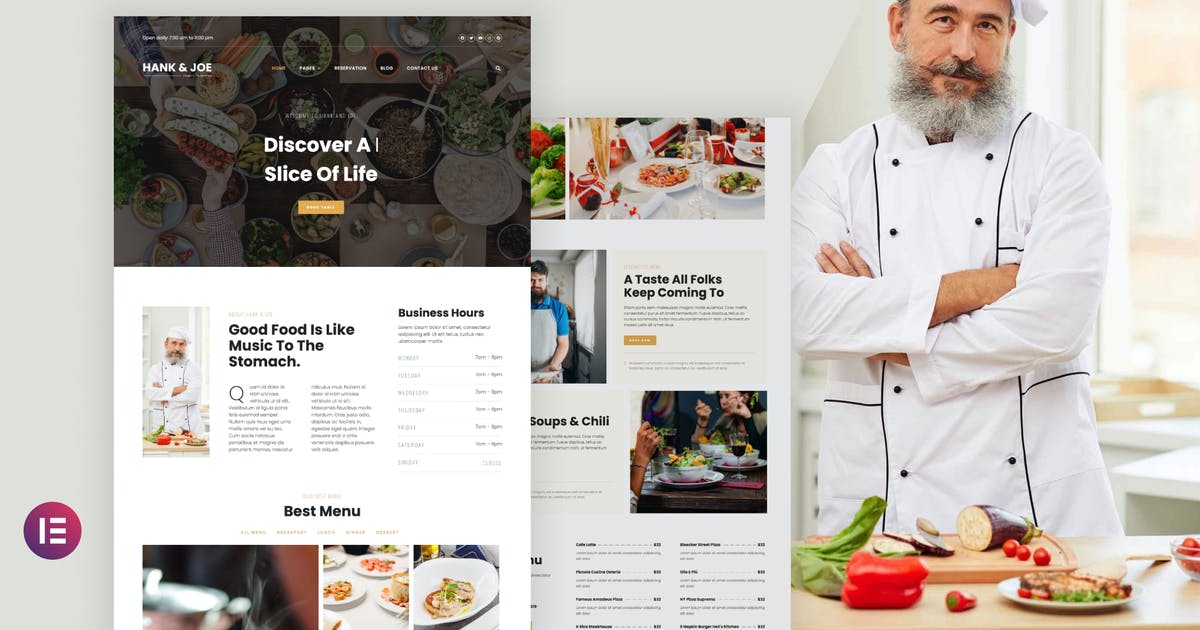 Hank & Joe – Elegant Restaurant Elementor Template Kit