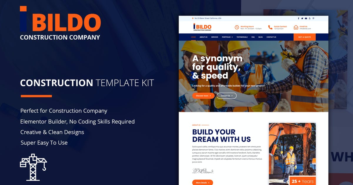 Bildo – Construction Elementor Template Kit