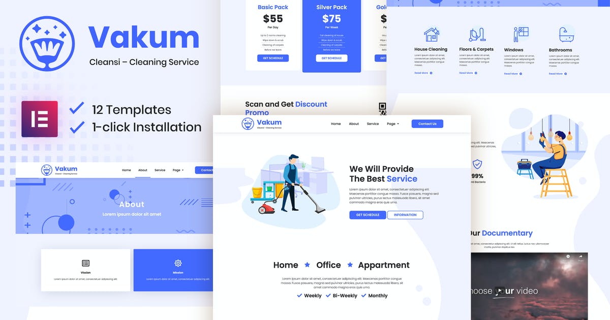 Vakum – Cleaning Service Elementor Template Kit