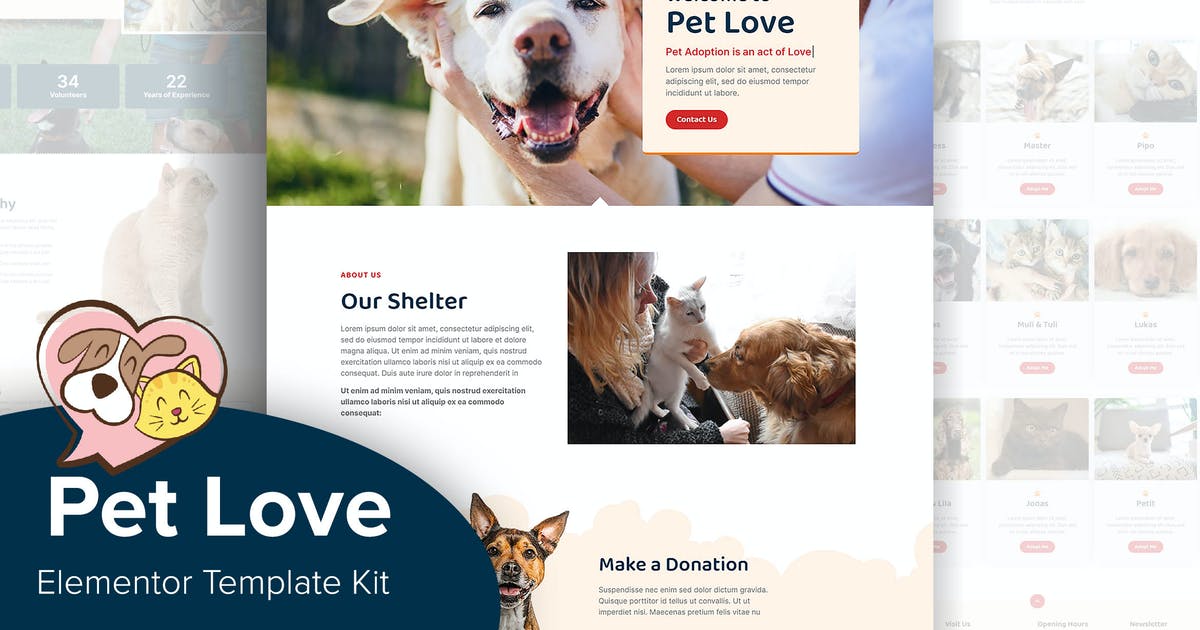 Pet Love – Animal Shelter Elementor Template Kit
