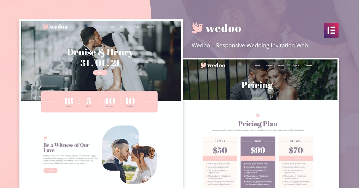Wedoo – Online Wedding Invitation Elementor Template Kit