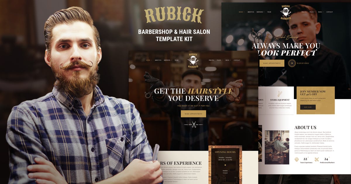 Rubick – Barbershop & Hair Salon Elementor Template Kit