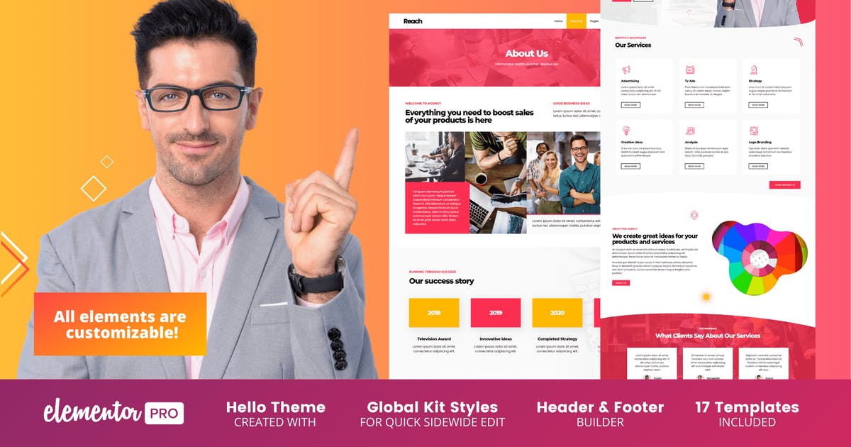 Reach – Digital Agency & Creative Elementor Template Kit