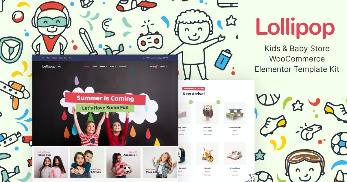 Lollipop – Kids & Baby Store WooCommerce Elementor Template Kit