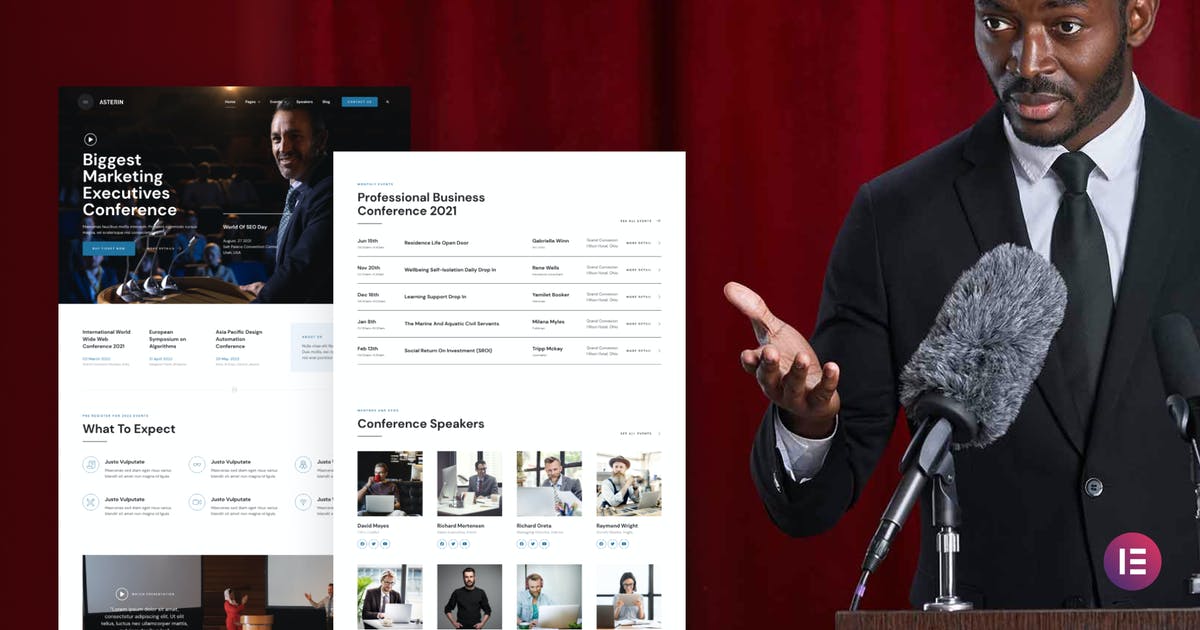 Asterin – Digital Event & Conference Elementor Template Kit