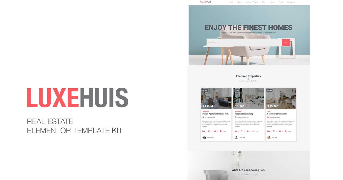 Luxehuis – Real Estate Elementor Template Kit