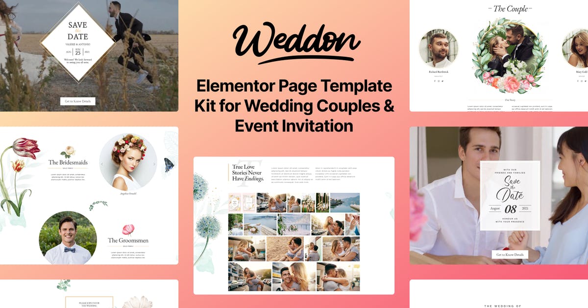 Weddon – Wedding Event Invitation Elementor Template Kit