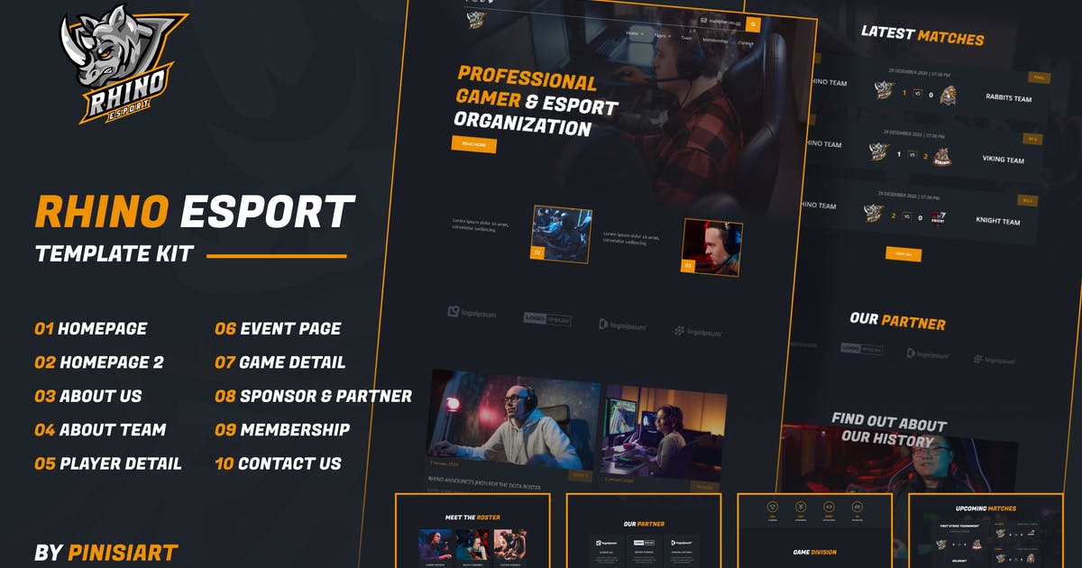 Rhino | e-Sports Elementor Template Kit