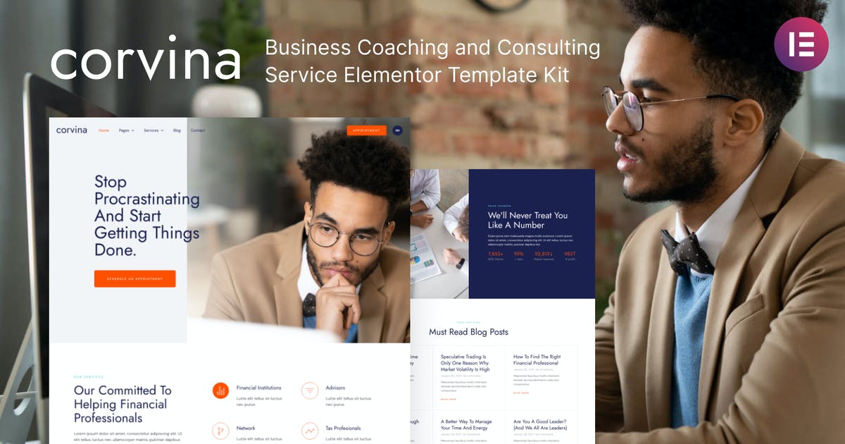 Corvina – Business Coaching & Consulting Service Elementor Template Kit