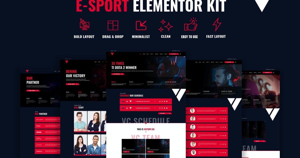 Victory – Esports & Gaming Elementor Template Kit