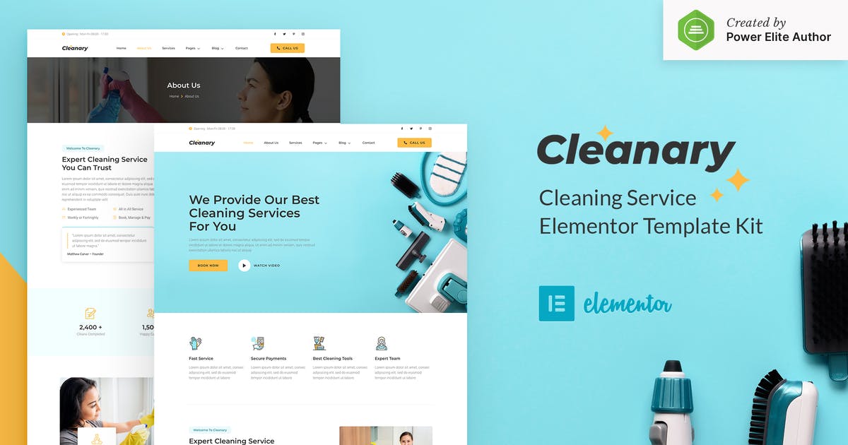 Cleanary – Cleaning Service Company Elementor Template Kit