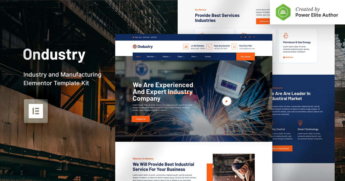 Ondustry – Industry & Manufacturing Elementor Template Kit
