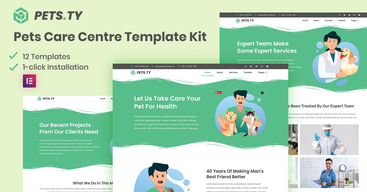 Pets.Ty – Pets Care Clinic Elementor Template Kit